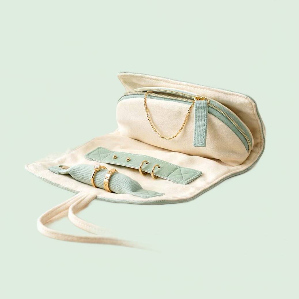 Your Green Roll-Up Jewelry Pouch