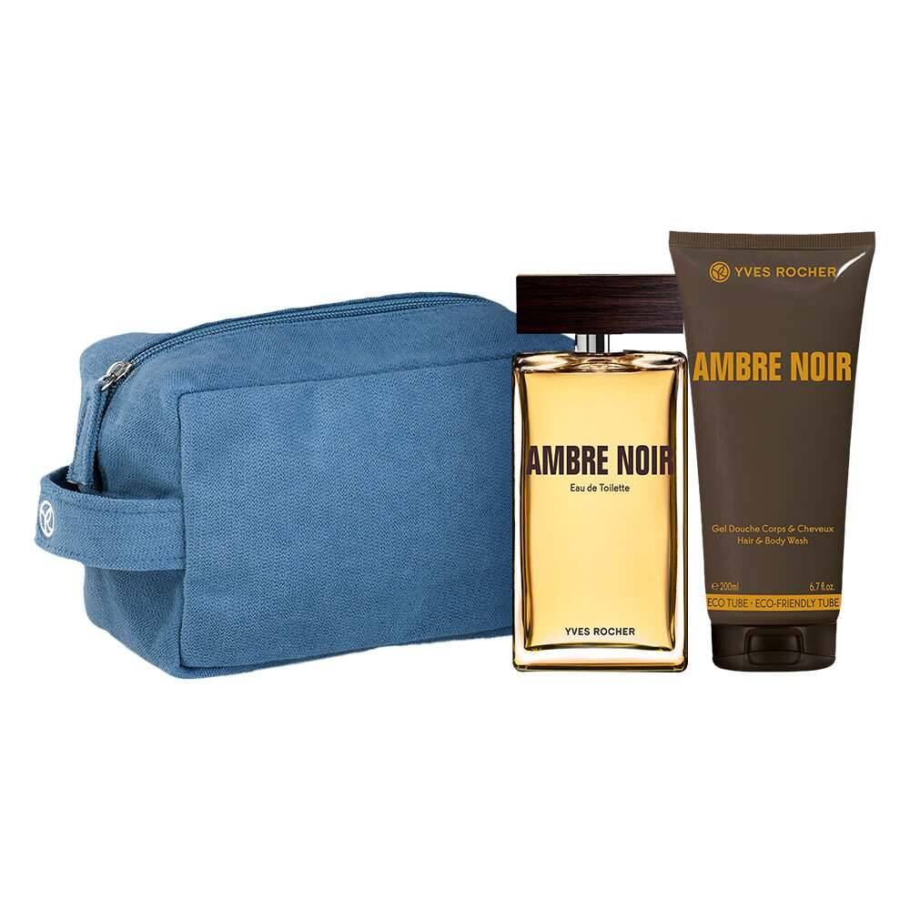Coffret Eau de Toilette et Gel Douche et Cheveux Homme - Ambre Noir