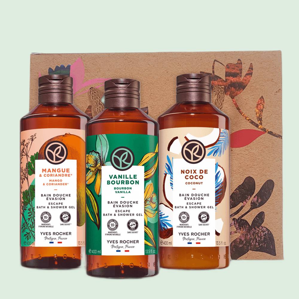 Ensemble 3 bains douche 400 ml - Senteurs Tropicales