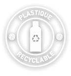 Stamps 100% recycled & recyclable* plastic