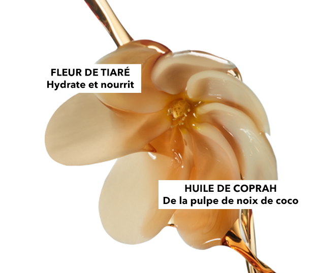 LES INGRÉDIENTS PHARES TIARÉ + HUILE DE COPRAH